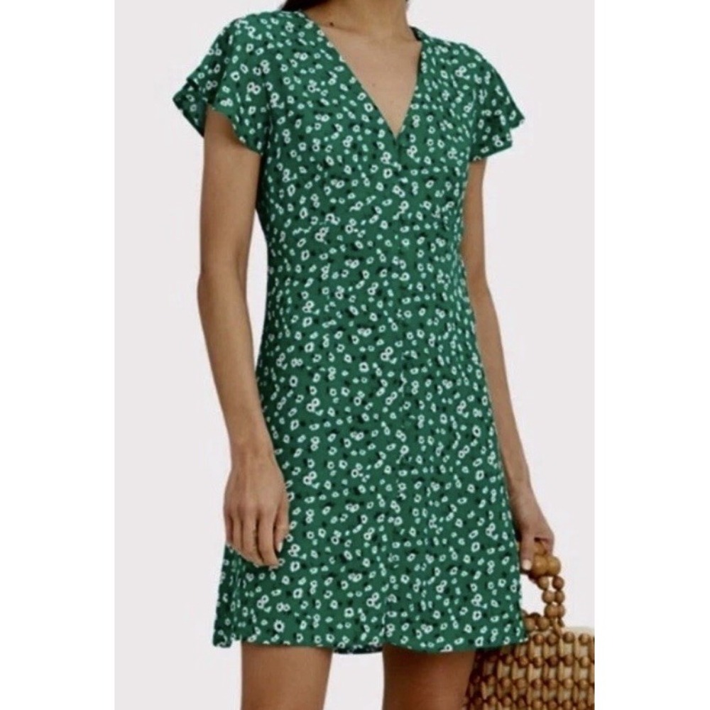 Rails Helena Sweet Pea Green Floral Dress Romantic Coquette Flutter Sleeve Large